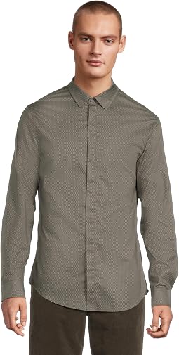 Slim Fit All Over Print Stretch Cotton Button Down