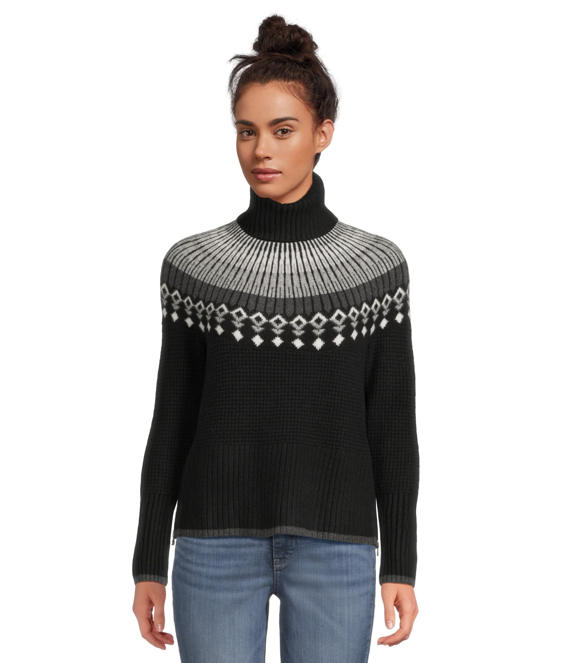 Supersoft Waffle Sweater Turtleneck Fair Isle