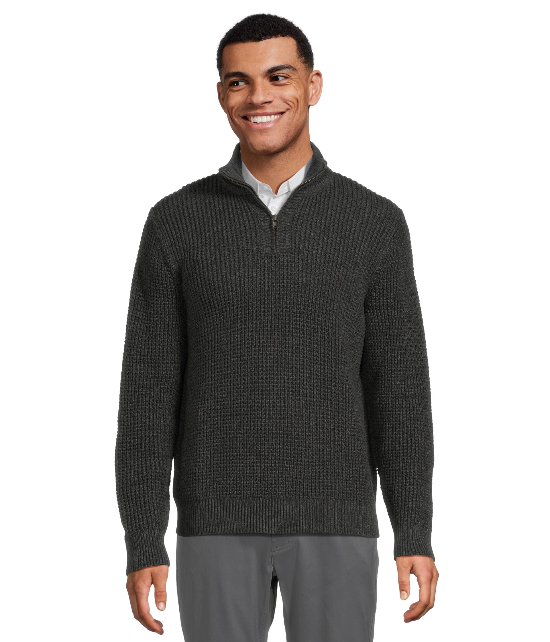 Organic Cotton Waffle Sweater 1/4 Zip