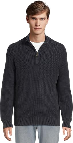 Свитера из текстурированной стиранной хлопка с воротником 1/4 zip