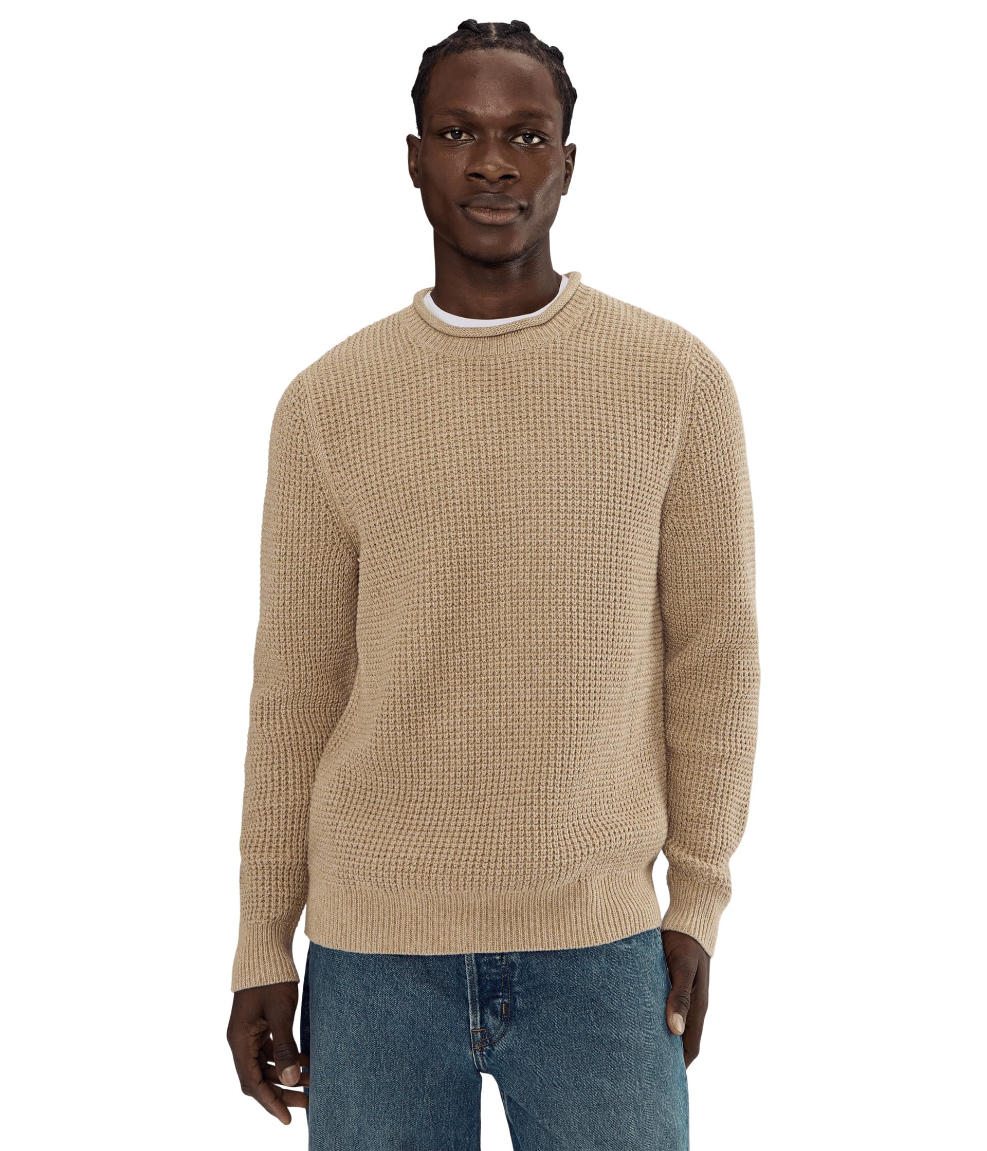 Organic Cotton Waffle Sweater Rollneck Crew