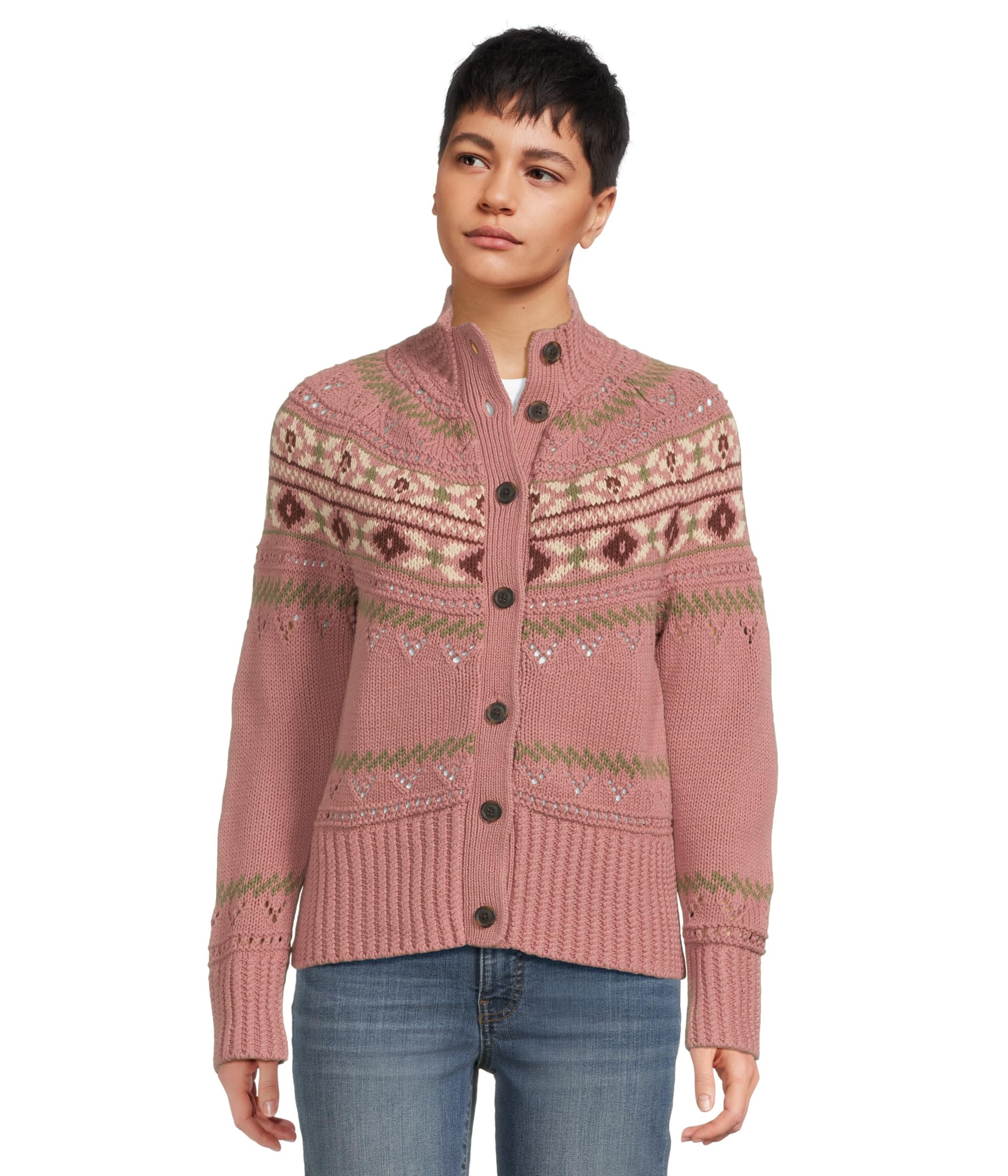 Signature Cotton Fisherman Button Front Cardigan Sweater