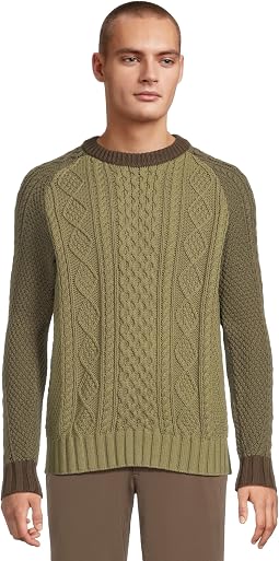 Вязаный свитер Signature Cotton Fisherman, круглый вырез, цветные блоки