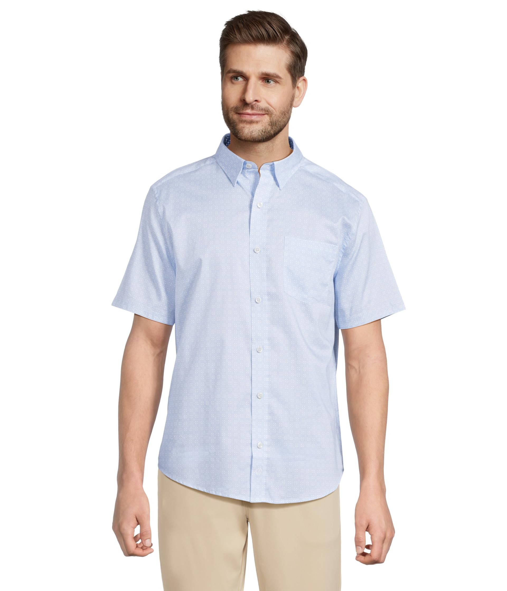 Short Sleeve Airplane Grid Print Shirt