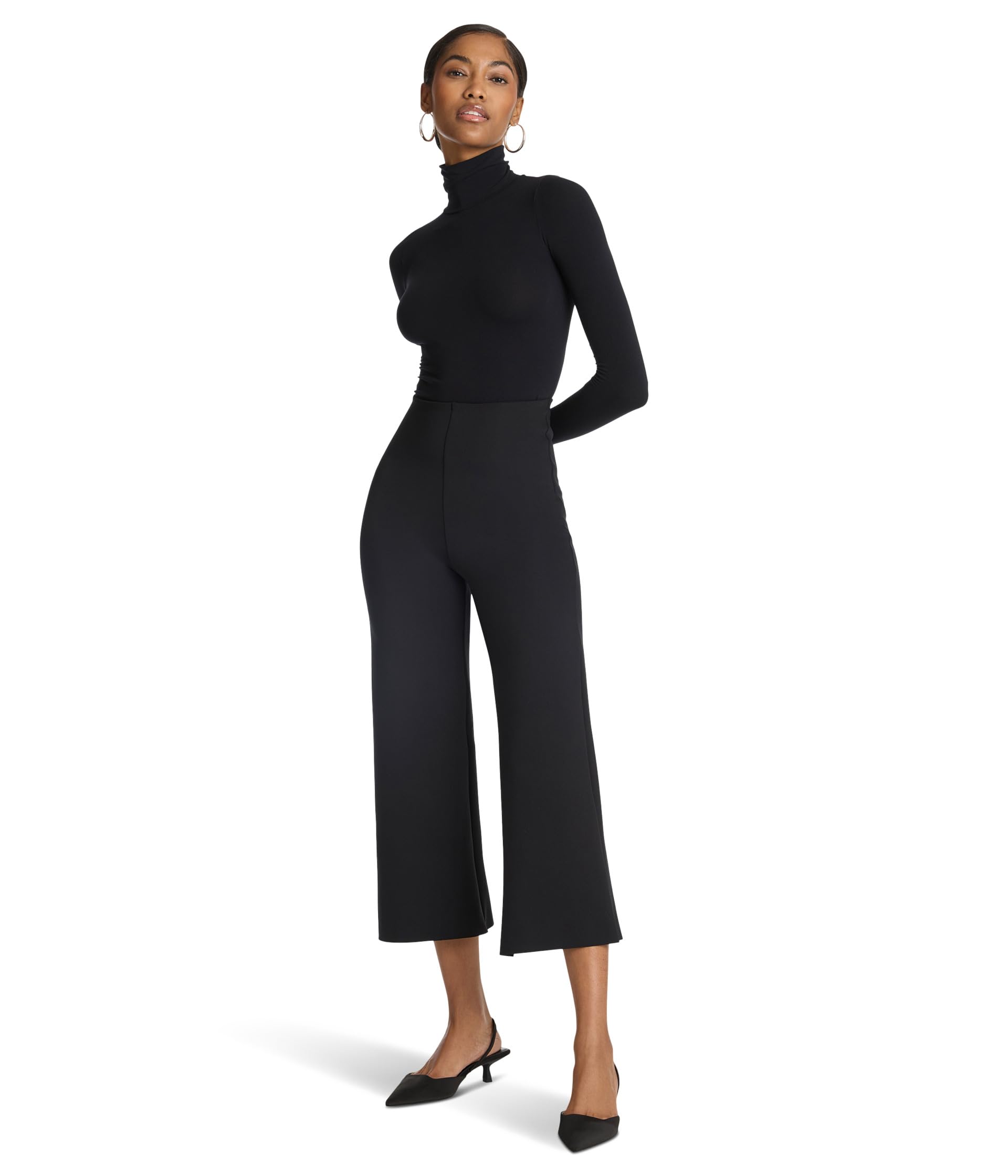Neoprene Cropped Wide Leg Pants Neo632
