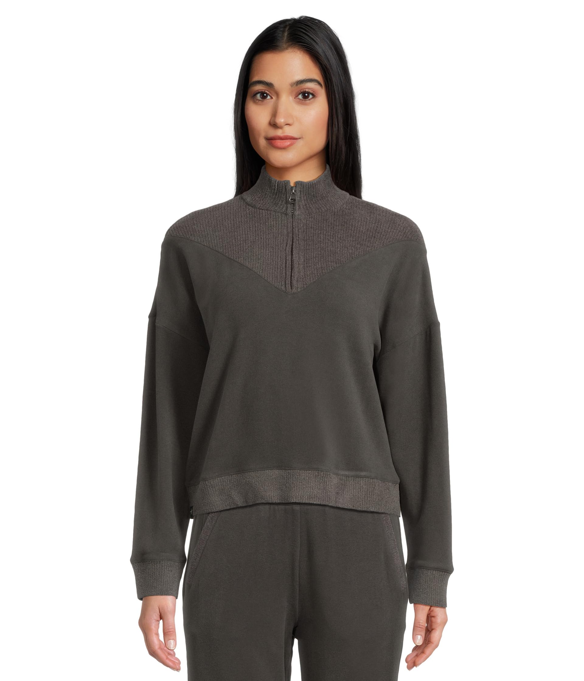 Brushed Fleece With Cozychic Ultra Lite® Rib 1/2 Zip Pullover