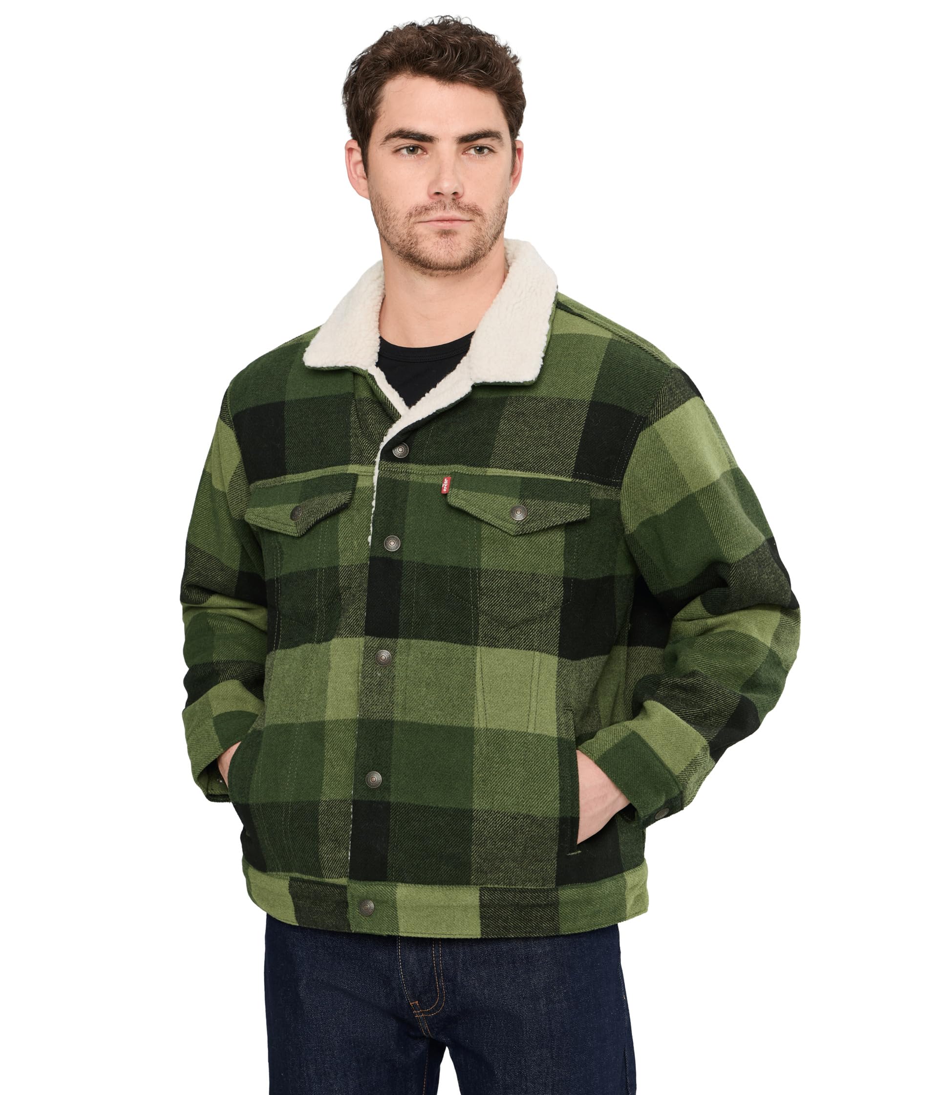 Relaxed Fit Plaid Trucker