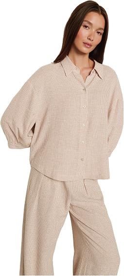 Gingham White/Warm Taupe