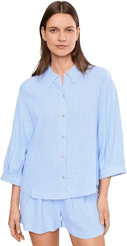 Gingham White/Summer Blue