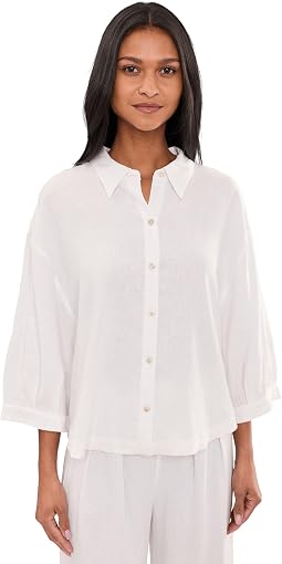 Linen Blend Relaxed Sleeve Top