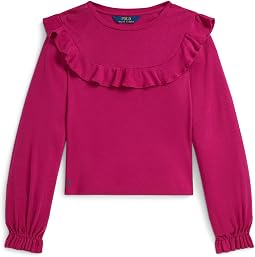 Polo Ralph Lauren Kids топ из хлопка и модала с оборками (большой ребенок)