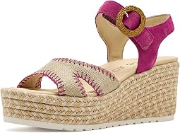 Fuchsia Suede/Linen Raffia