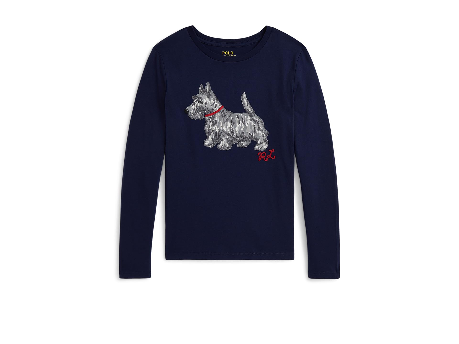 Dog-Print Cotton Long Sleeve Tee (Big Kid)