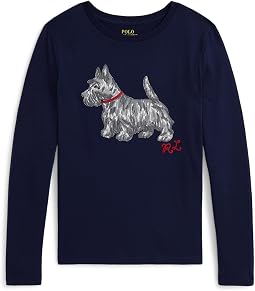 Dog-Print Cotton Long Sleeve Tee (Big Kid)