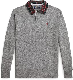 Plaid-Collar Cotton Jersey Rugby Shirt (Big Kid)