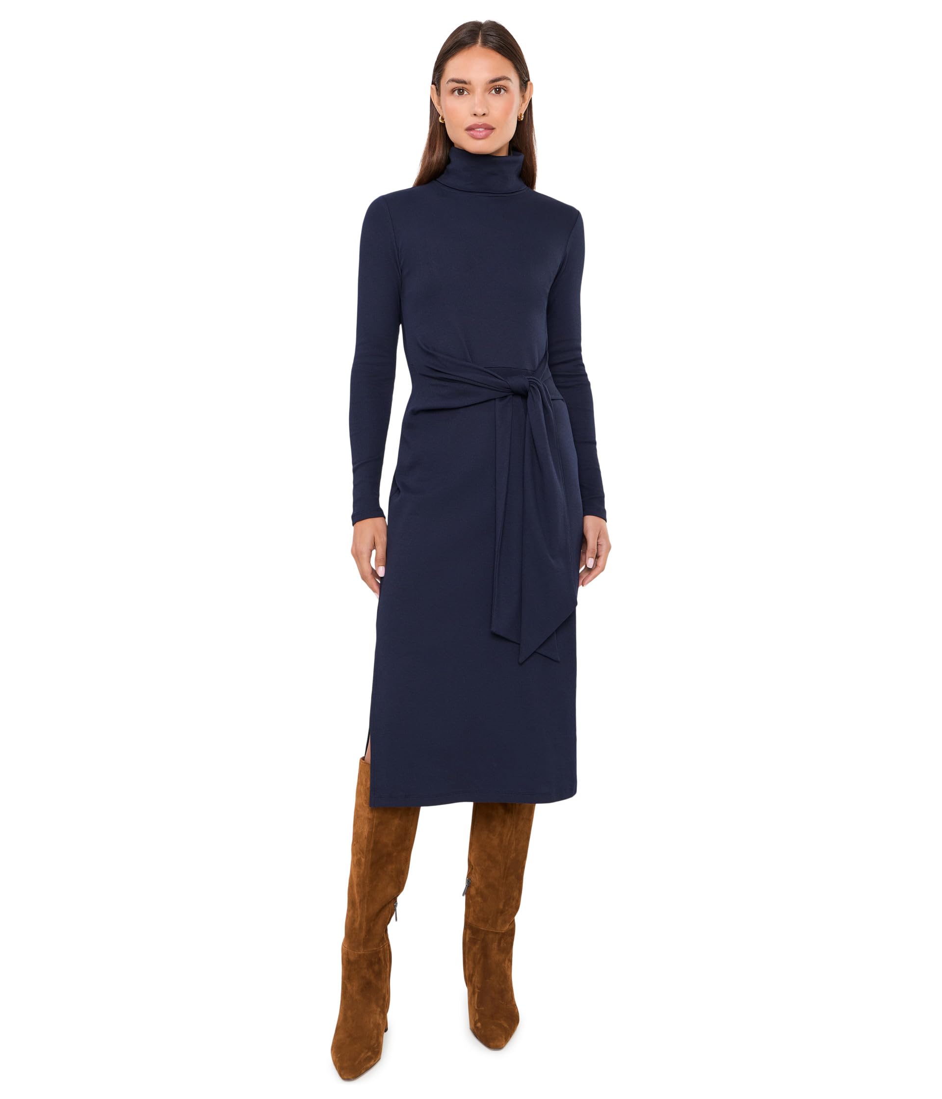 Tie-Front Turtleneck Dress