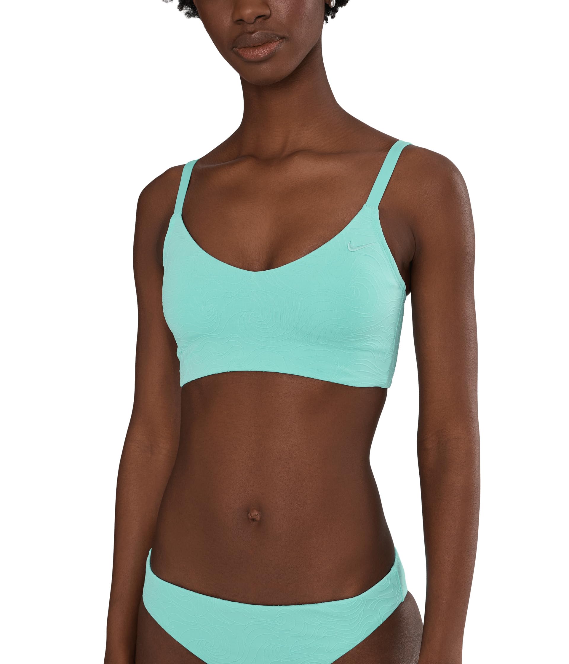 Line Wave Jacquard V Neck Midkini