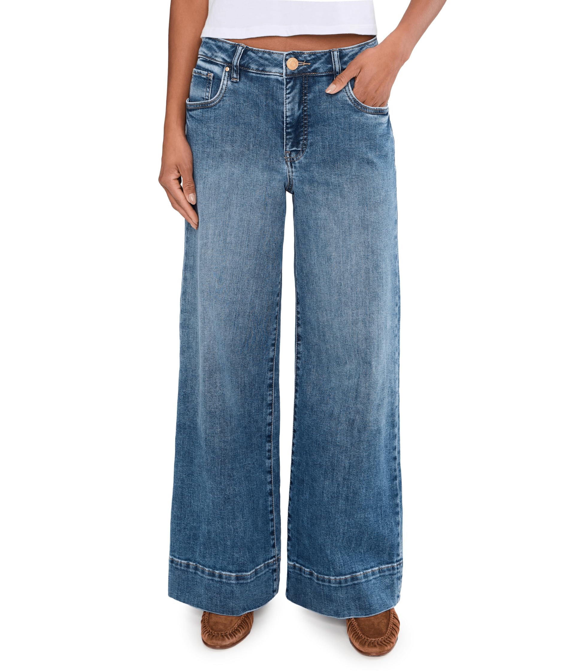 Женские джинсы Maya High-Rise Fab Ab Wide Legs Regular Hem в цвете Amuse