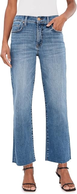 Джинсы Avery High-Rise Fab Ab Easy Straight Leg Raw Hem в стиле Building