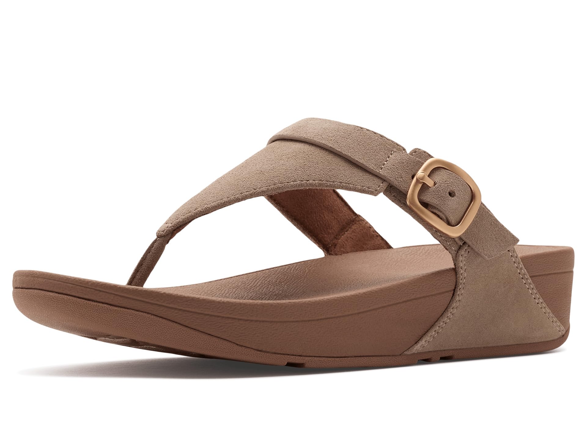 Lulu Buckle Suede Toe-Post Sandals