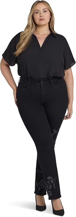 Женские джинсы Plus Size Marilyn с вышивкой в черном оттенке