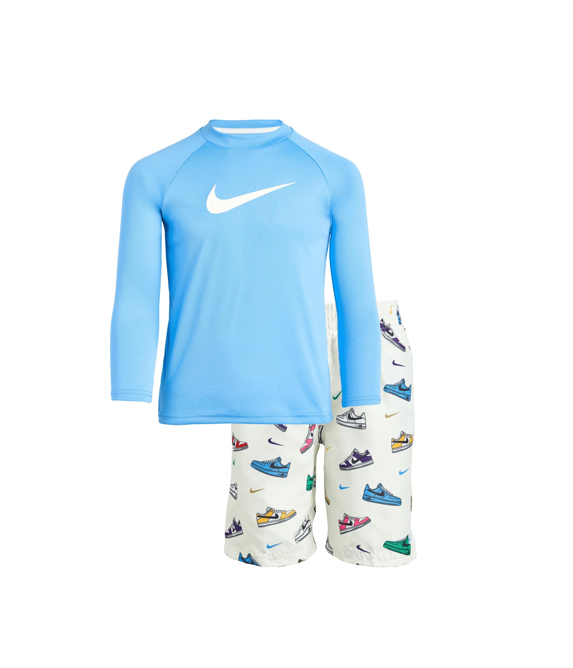 Long Sleeve Hydroguard Top & 5" Multi Sneaker Volley Short Set (Little Kid)