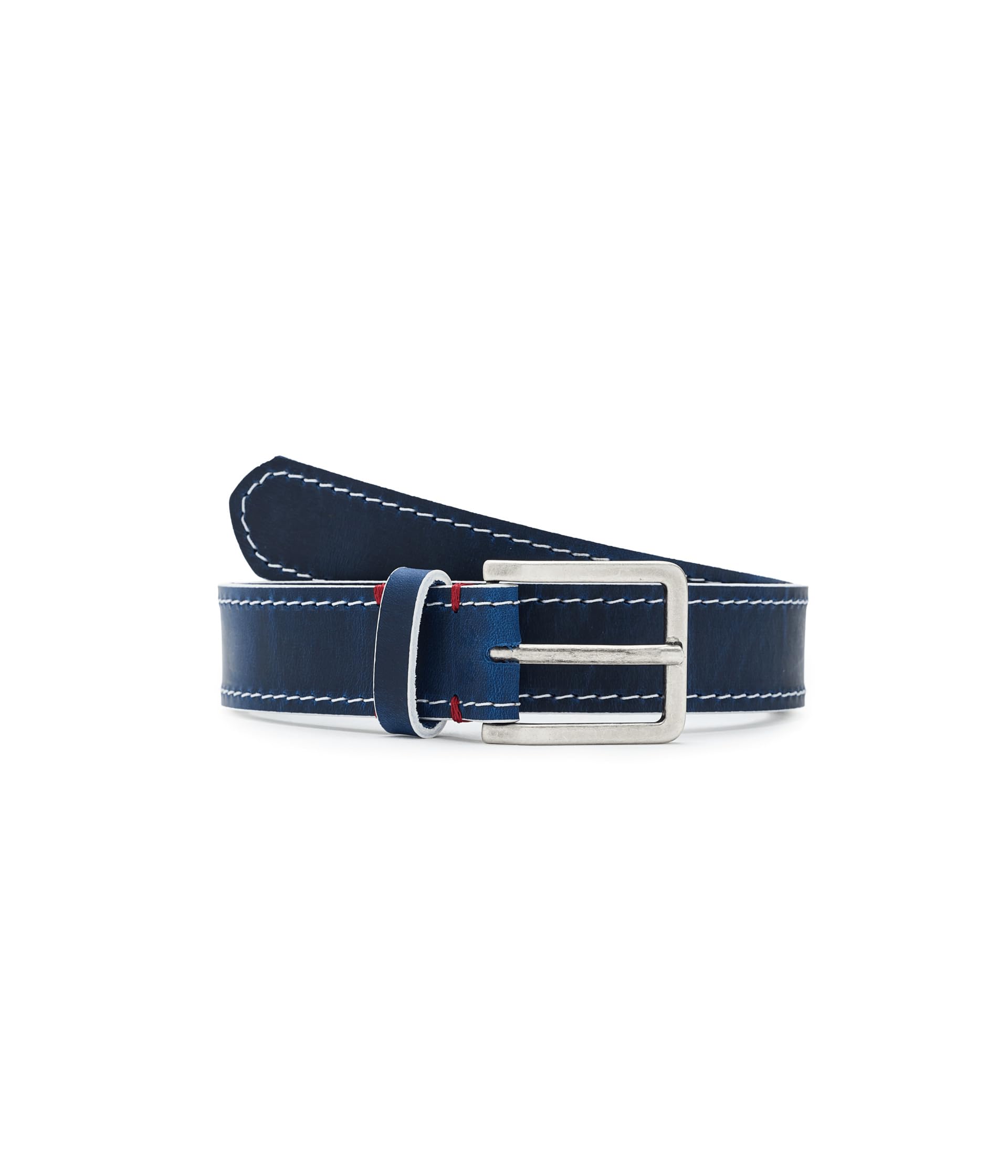 White Edge Waxed Leather Belt