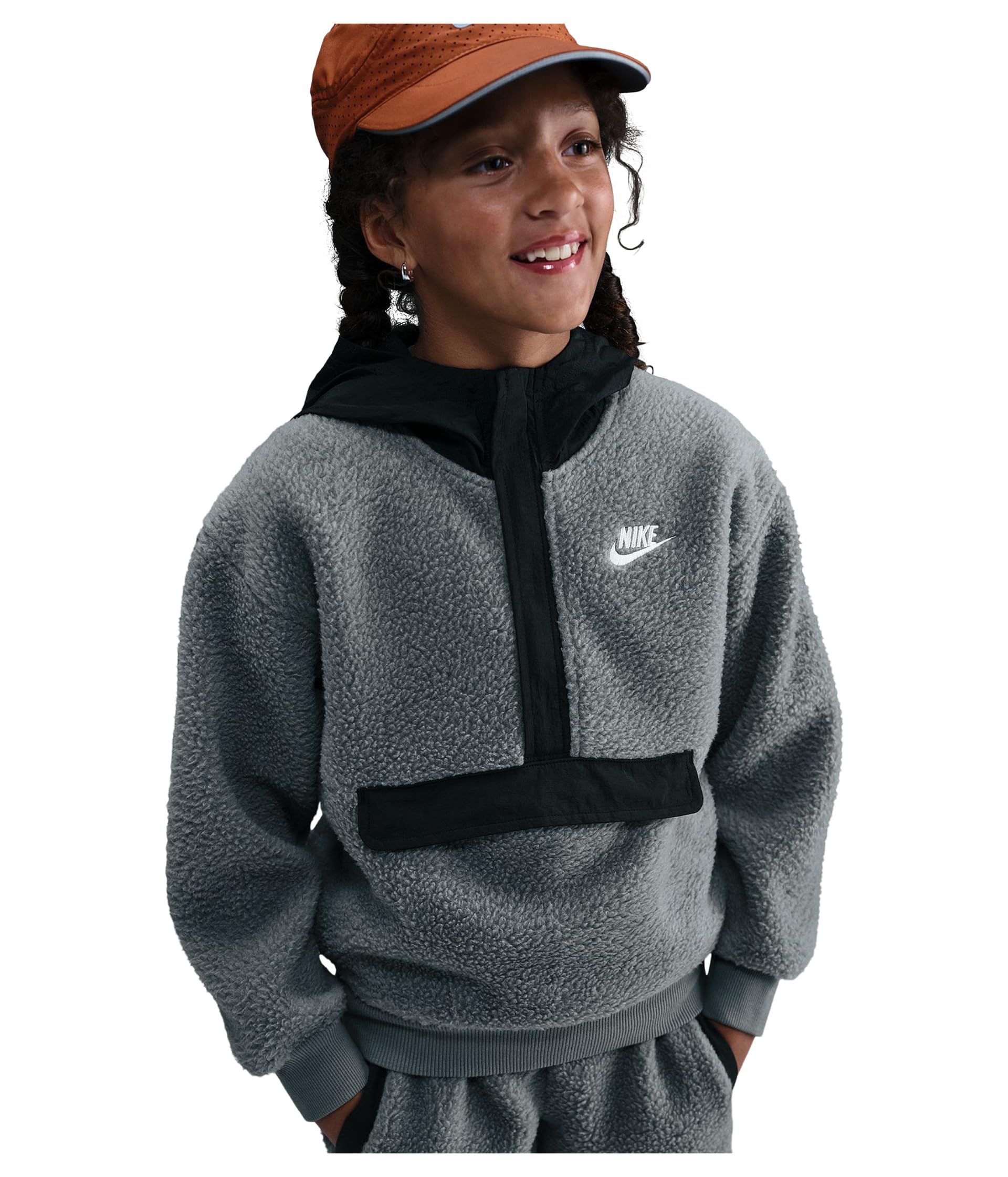 Sportswear Club Fleece Loose 1/4-Zip Hoodie (Little Kid/Big Kid)