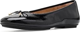 Delicato Bow Textured Patent-Leather Ballet Flats
