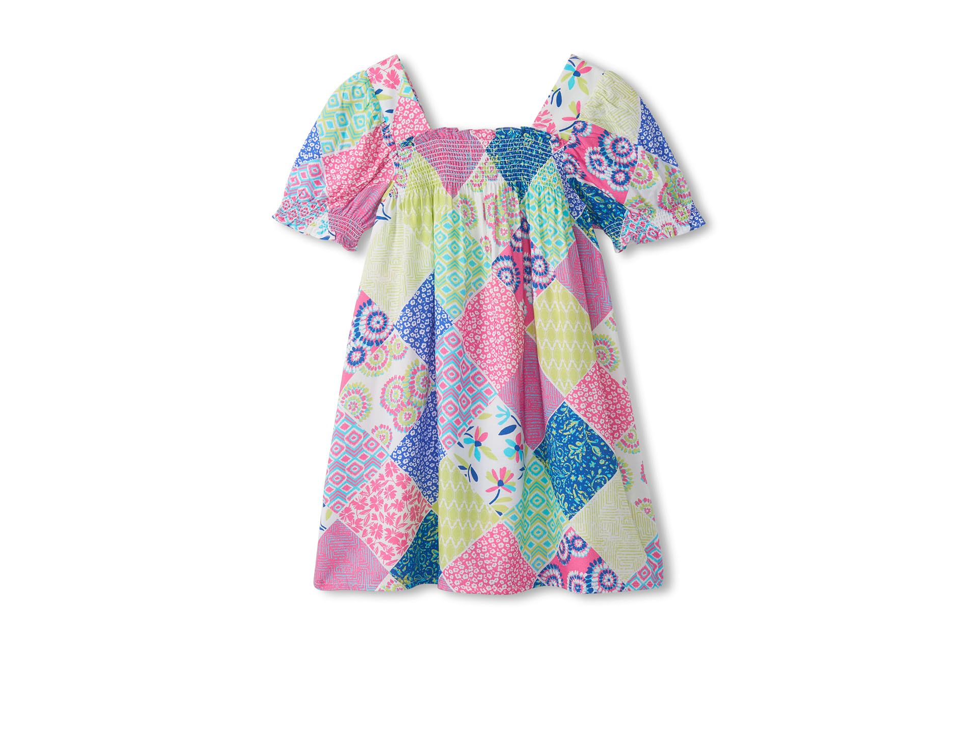 Mix-up Patch Work Smocked Dress (Toddler/Little Kid/Big Kid)