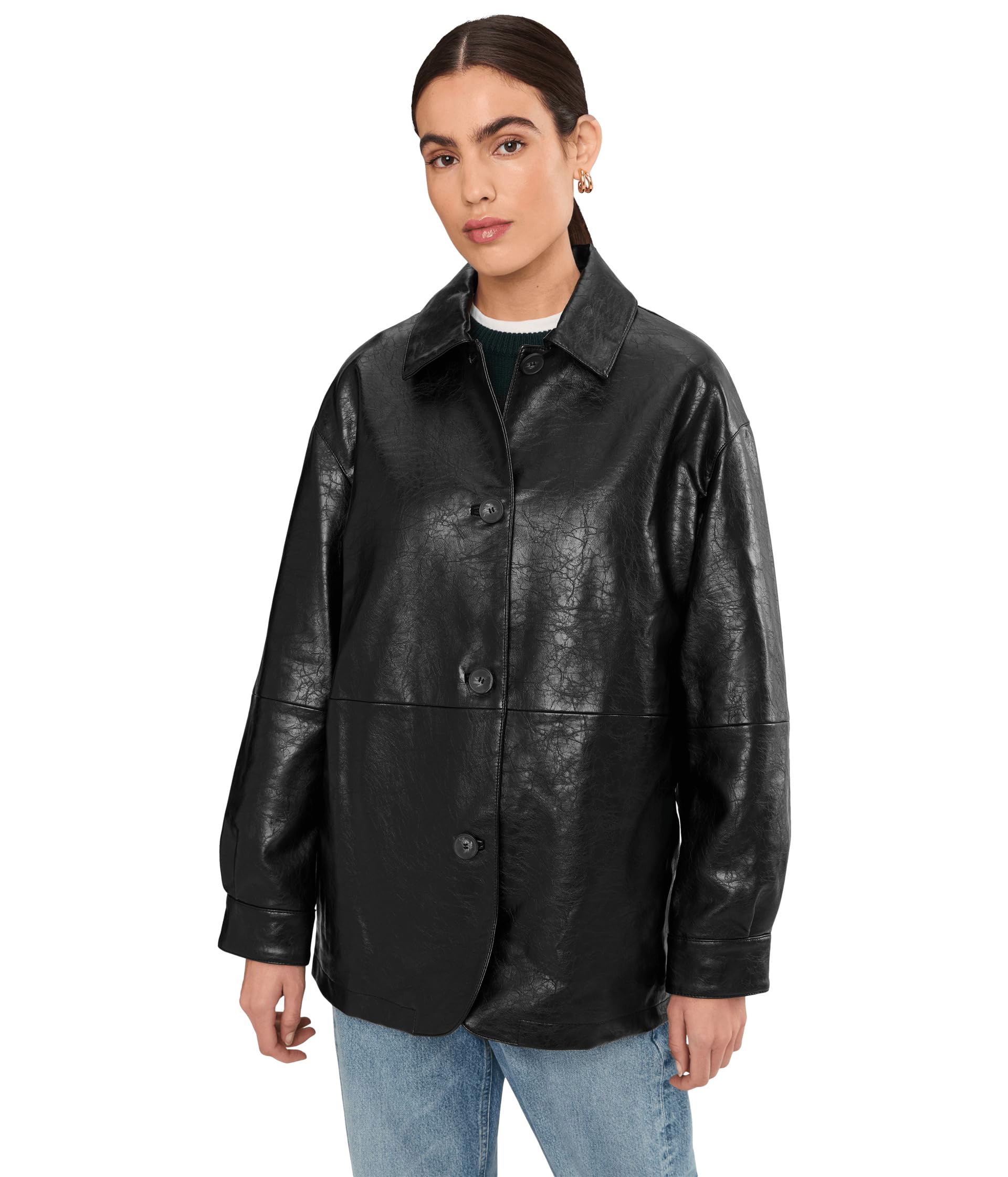 Faux Leather Blazer