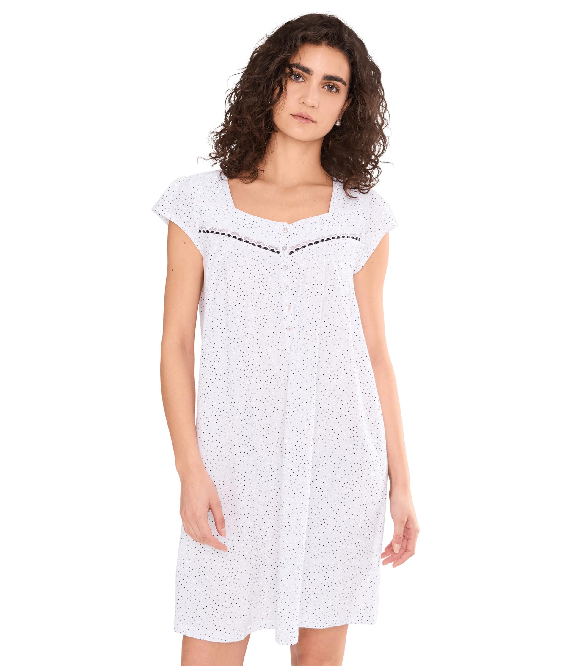 Cotton Knit Cap Sleeve Short Gown