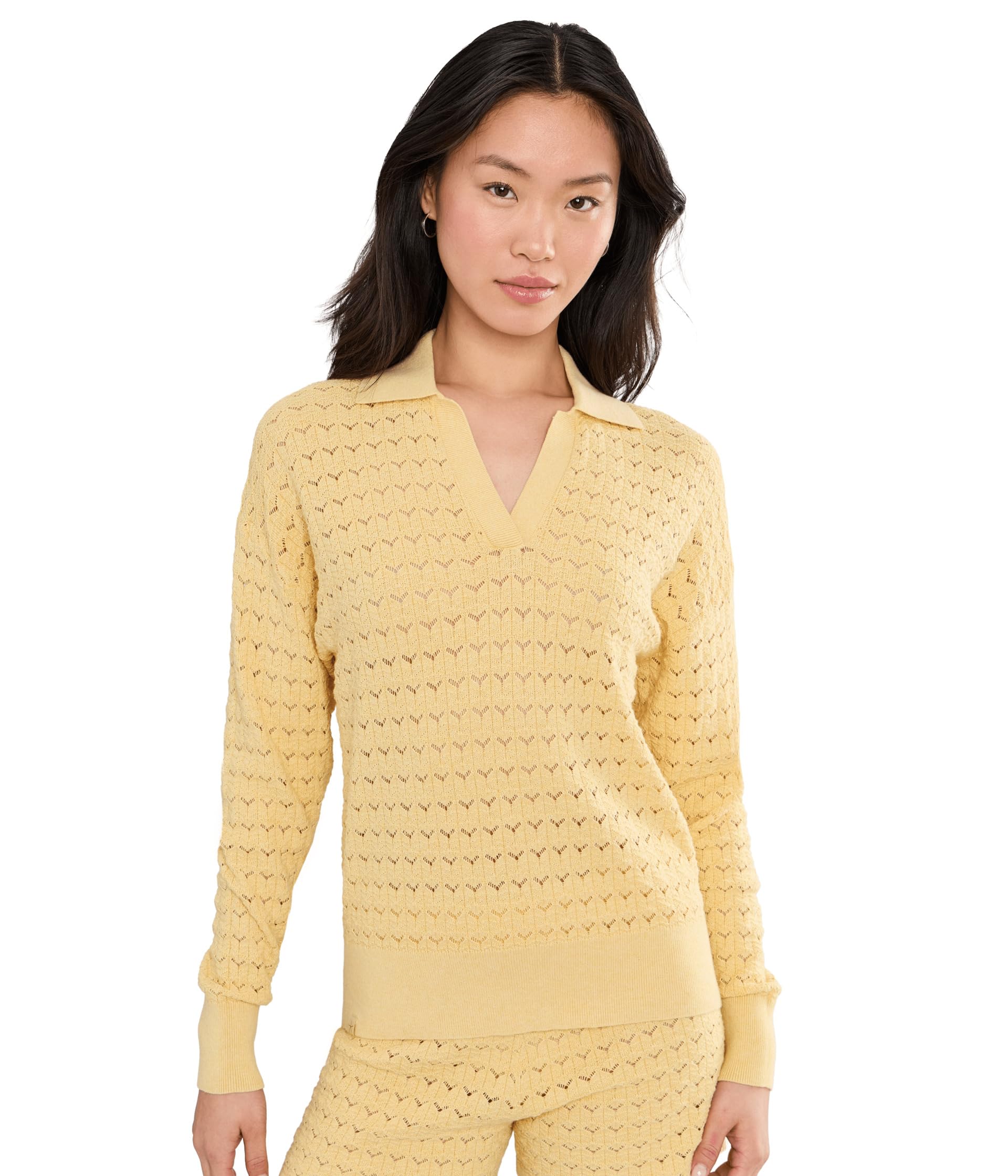 Heathered Cotton Tulip Pointel Collared Pullover