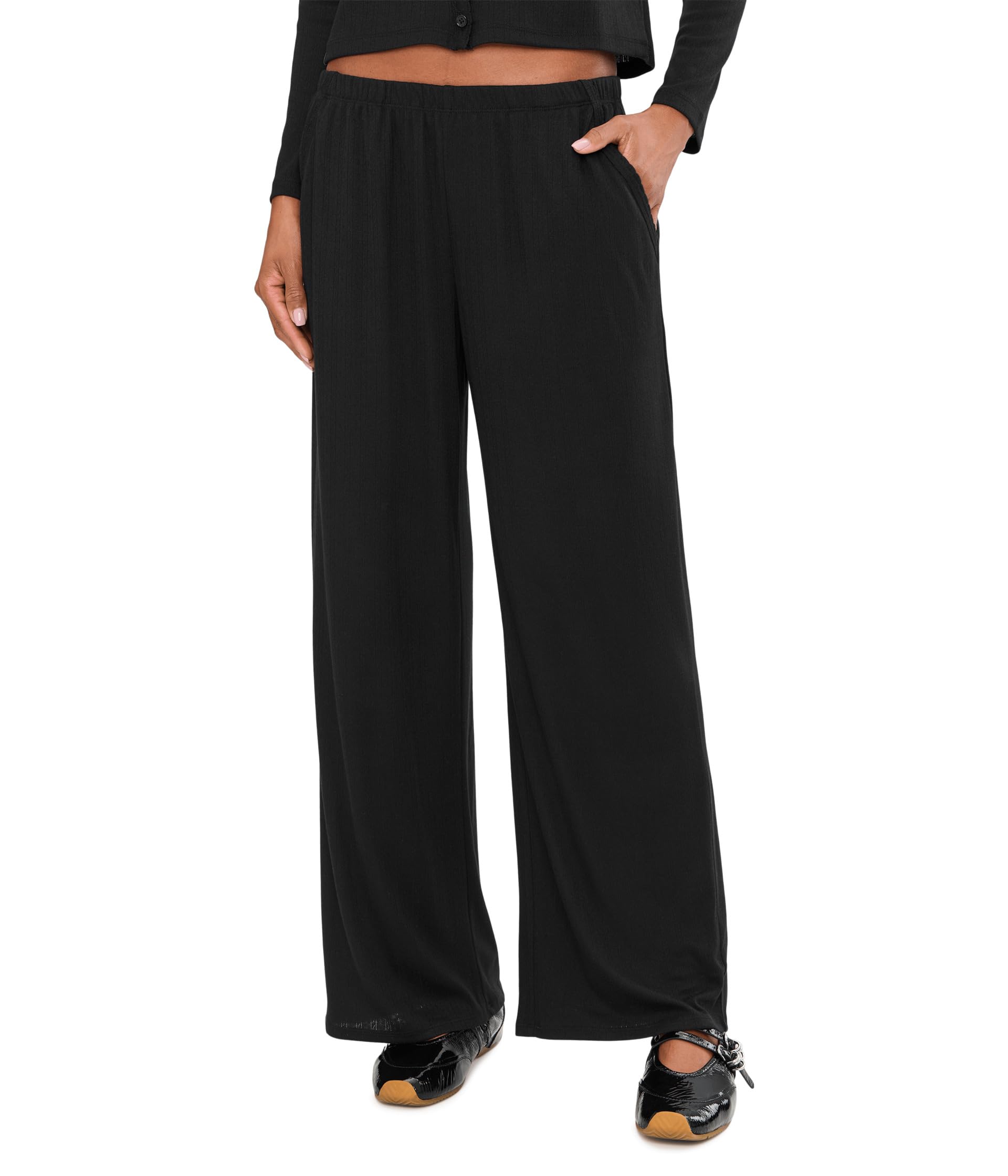 Pointelle Rib Pants with Scallop Trim