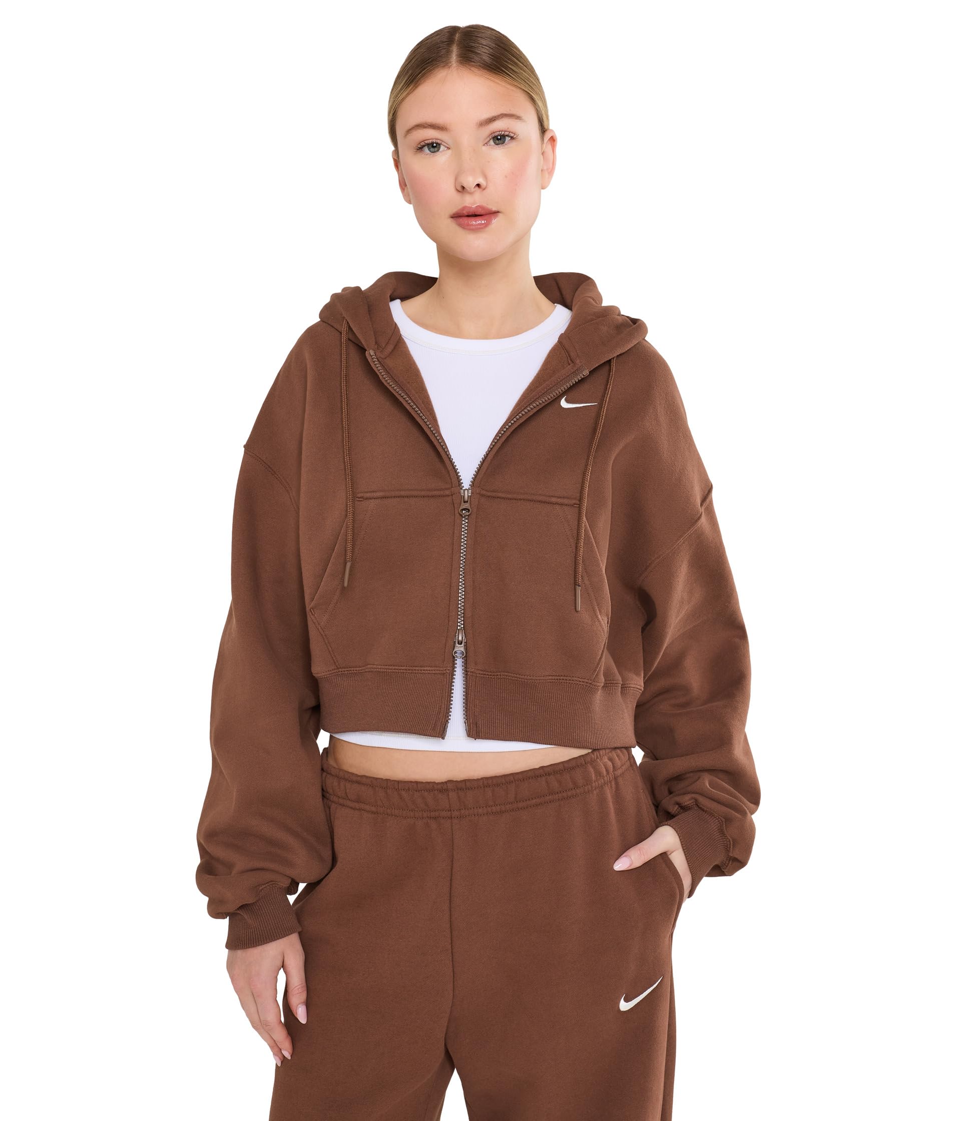 Studio Fleece Medium Weight Oversized Full Zip Cropped Hoodie