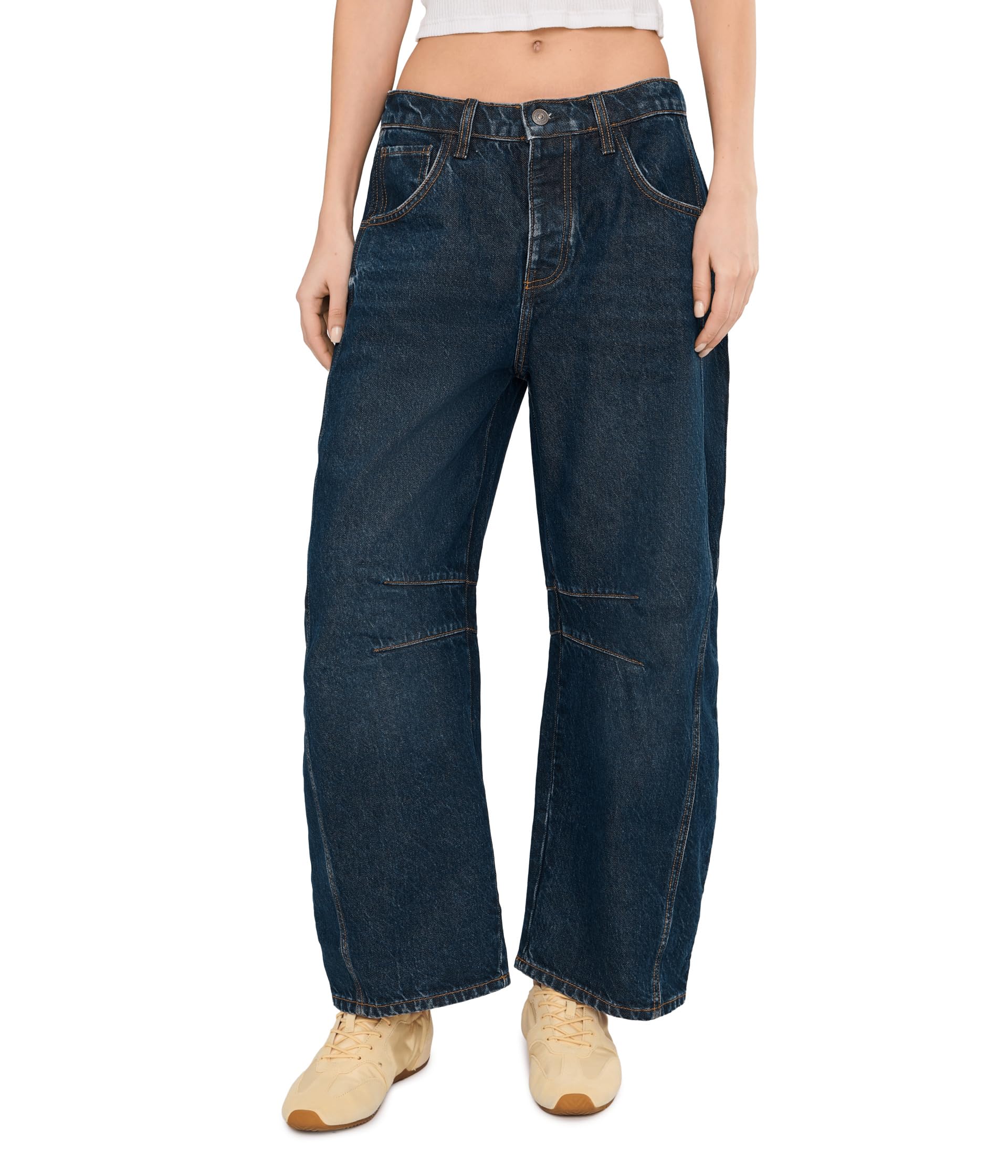 We The Free Good Luck Mid-Rise Barrel Jeans