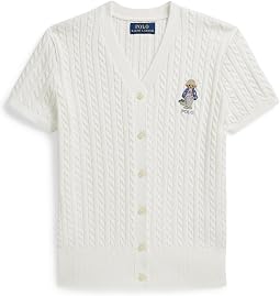 Вязаный кардиган с V-образным вырезом из хлопковой пряжи с медведем Polo (Большой ребенок)