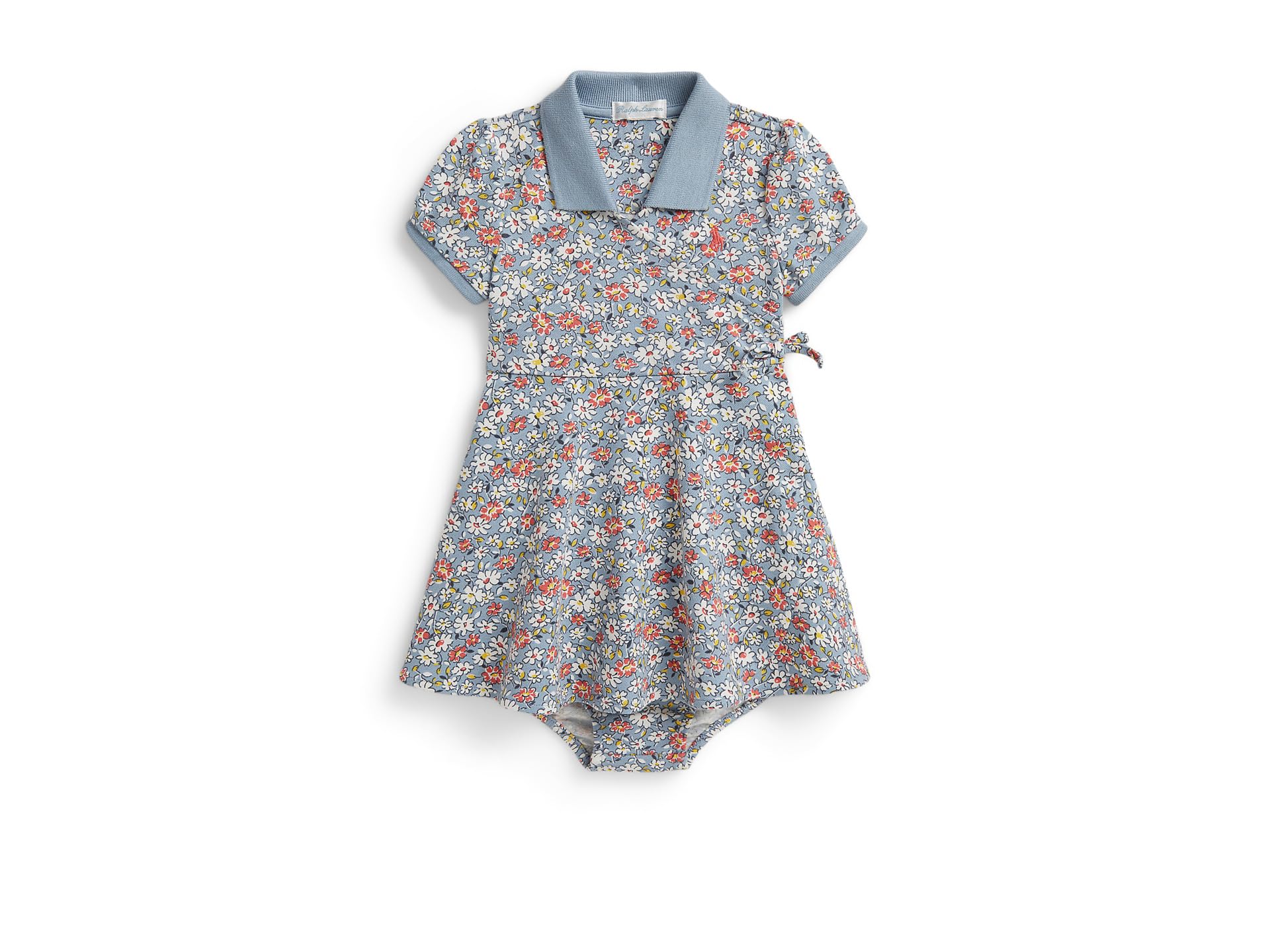 Floral Mesh Faux-Wrap Dress & Bloomer (Infant)