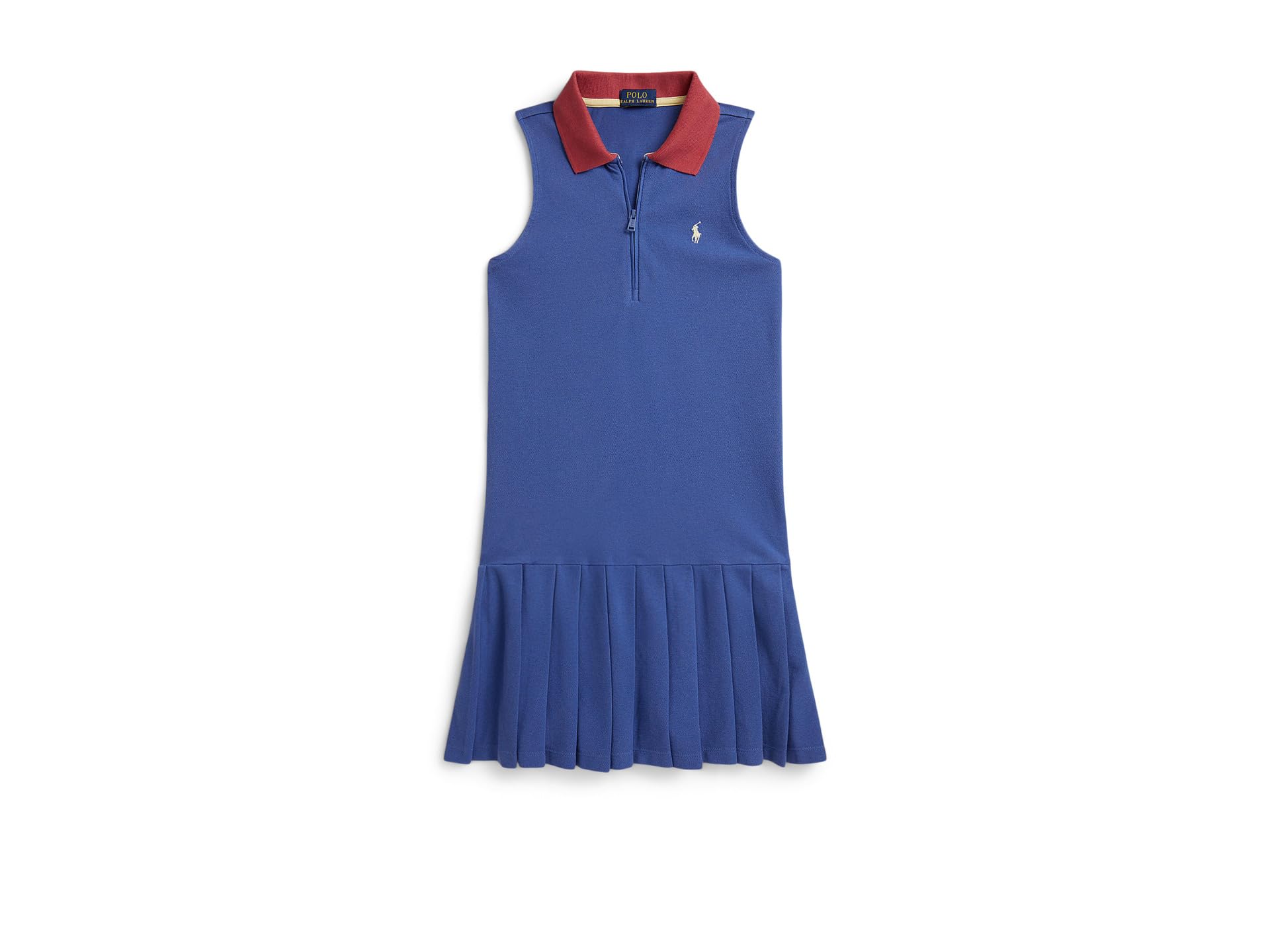 Pleated Mesh 1/4 Zip Polo Dress (Big Kid)