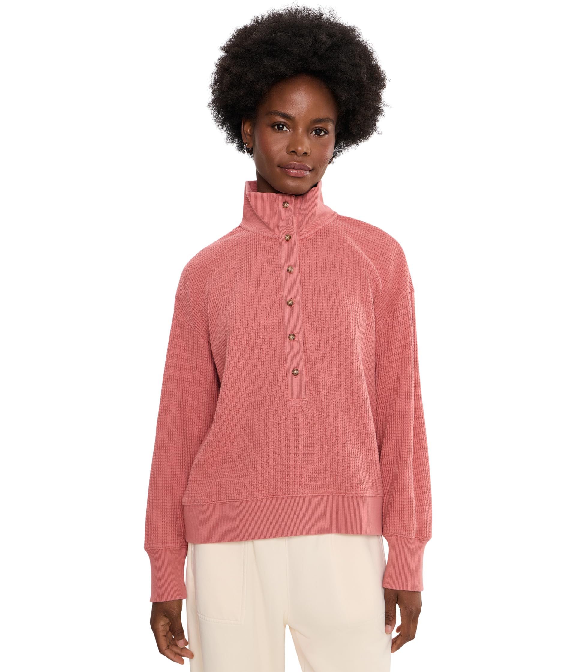 Sunwashed Waffle Mockneck Henley