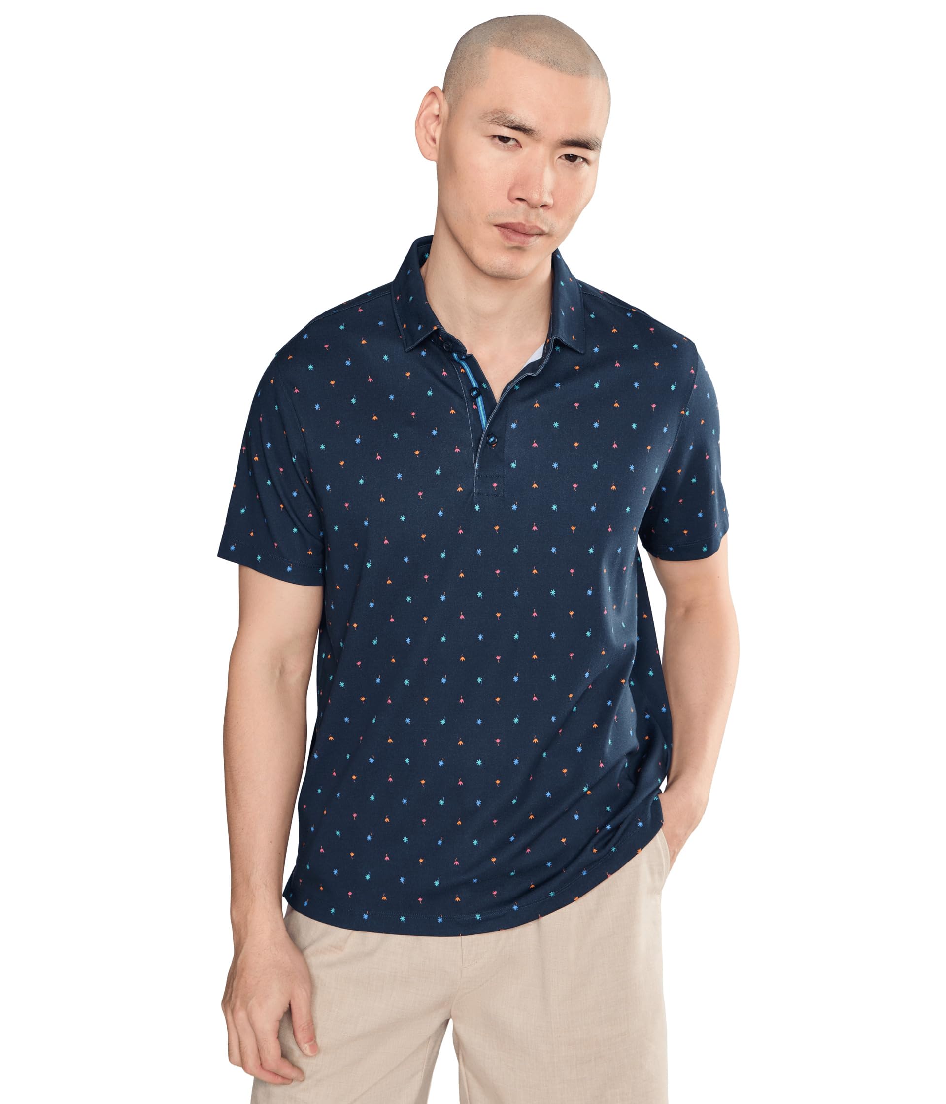Short Sleeve Wrinkle Free Printed Lebain Polo
