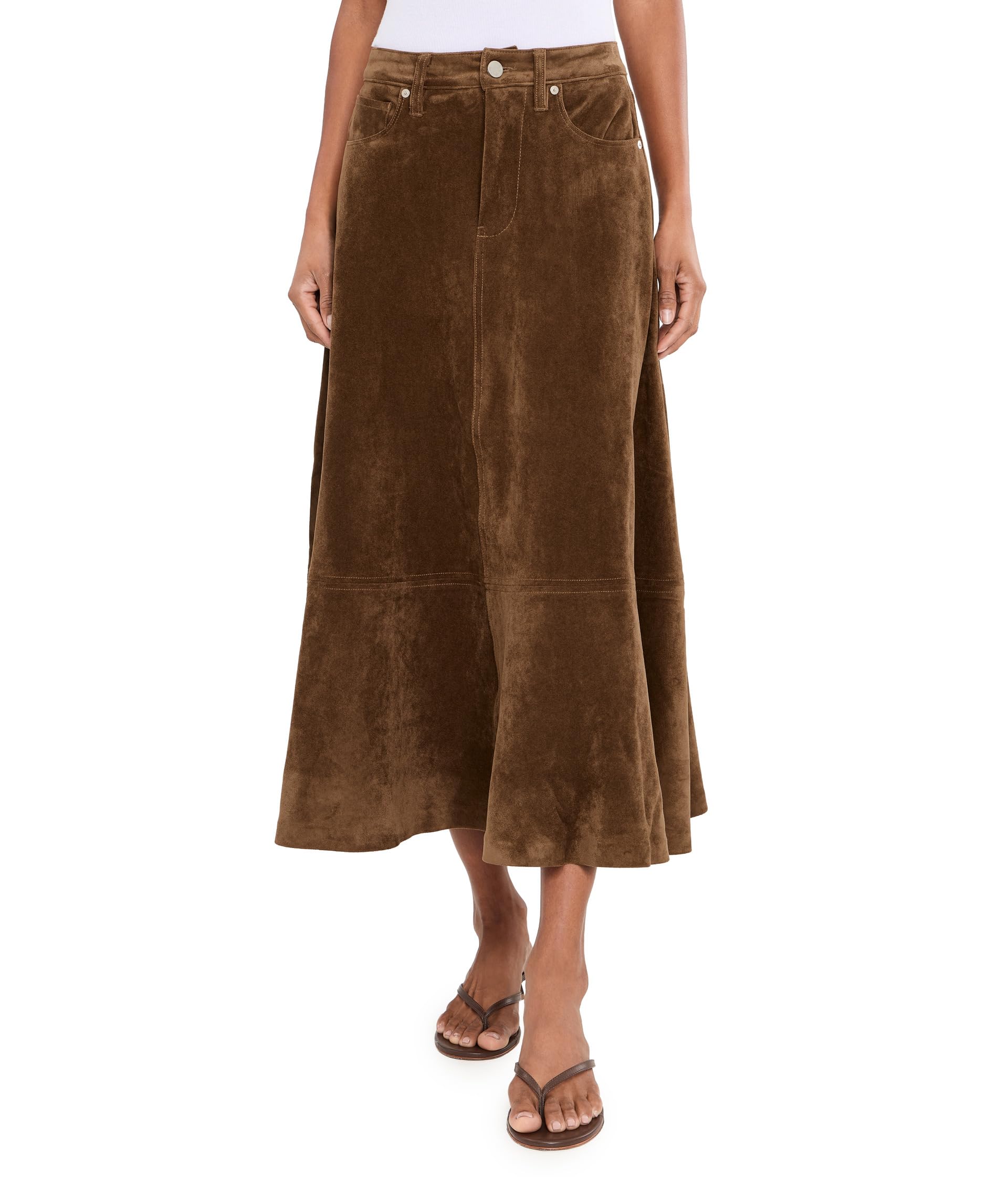 Morning Brew Faux Suede Midi Skirt