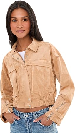 Spin Off Faux Suede Bomber Jacket