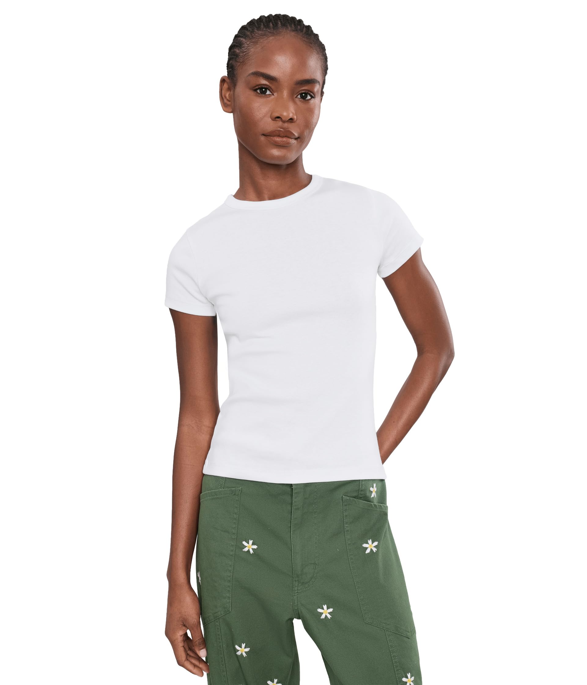 Футболка Ribbed Short Sleeve Crew Neck Tee with Center Back