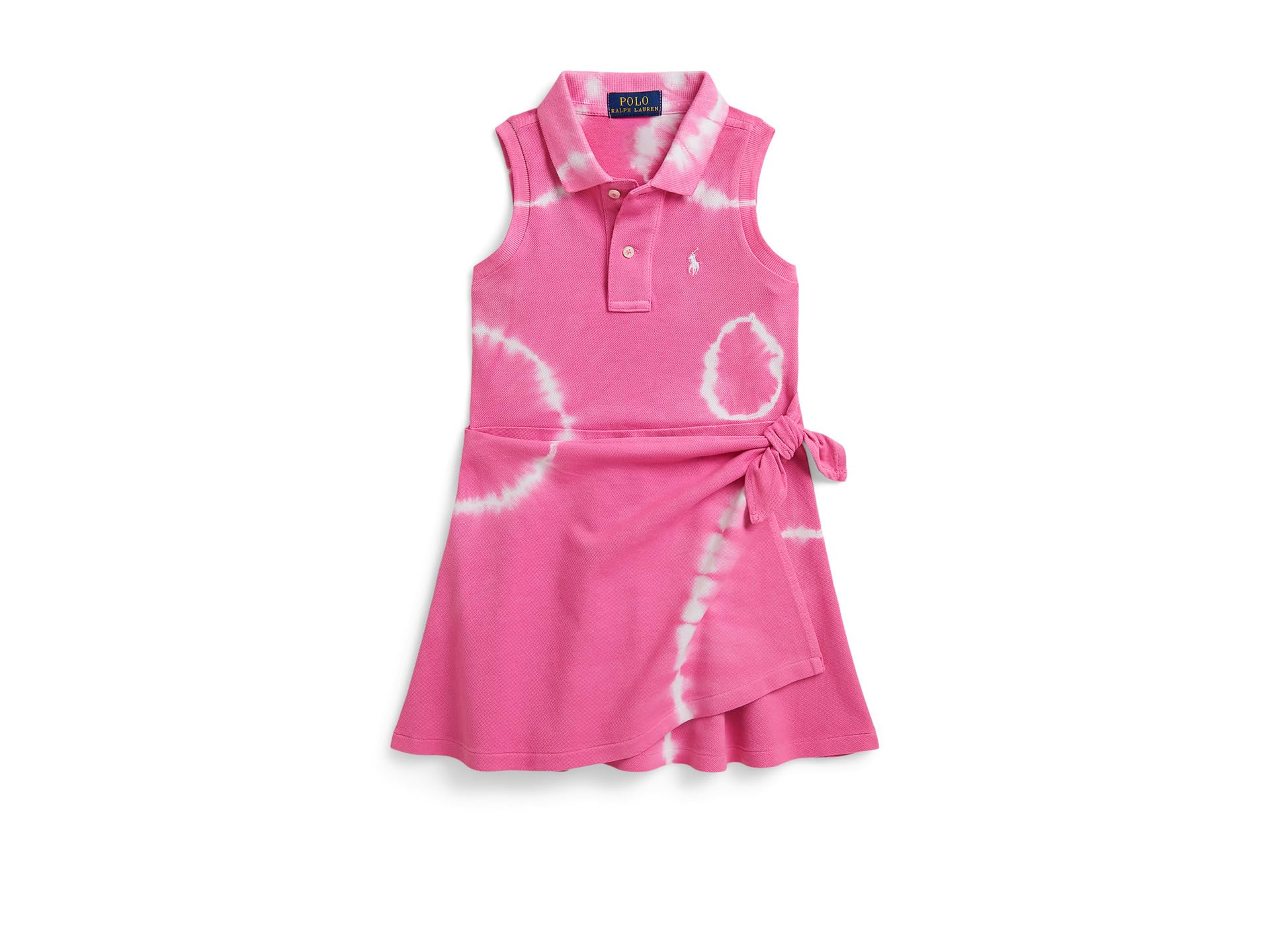 Tie-Dye Faux-Wrap Mesh Polo Dress (Toddler/Little Kid)