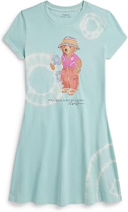 Платье из хлопкового джерси с принтом tie-dye и медведем Polo (старший ребенок)