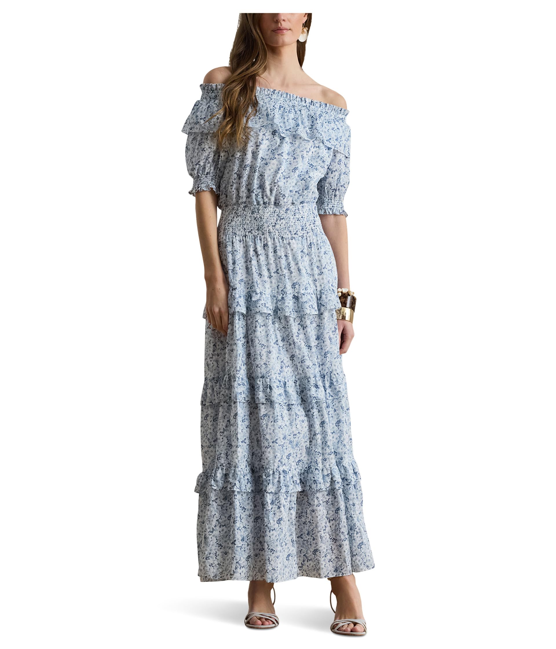 Floral Voile Off-The-Shoulder Dress