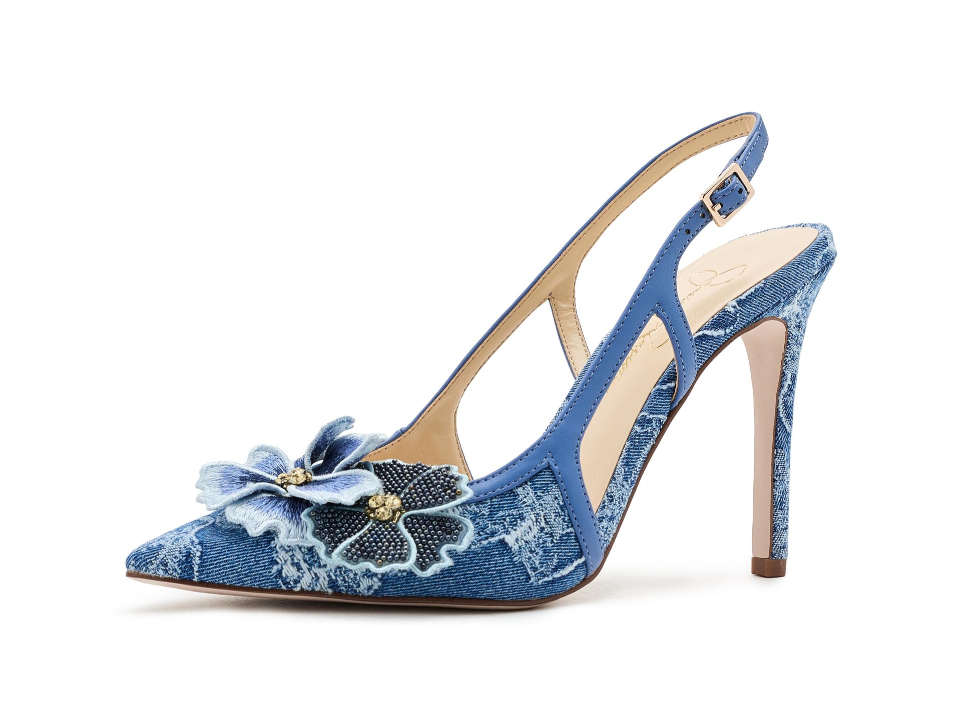 Pilitia 3D Floral Denim High Heels