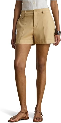 Pleated Double-Faced Cotton Shorts