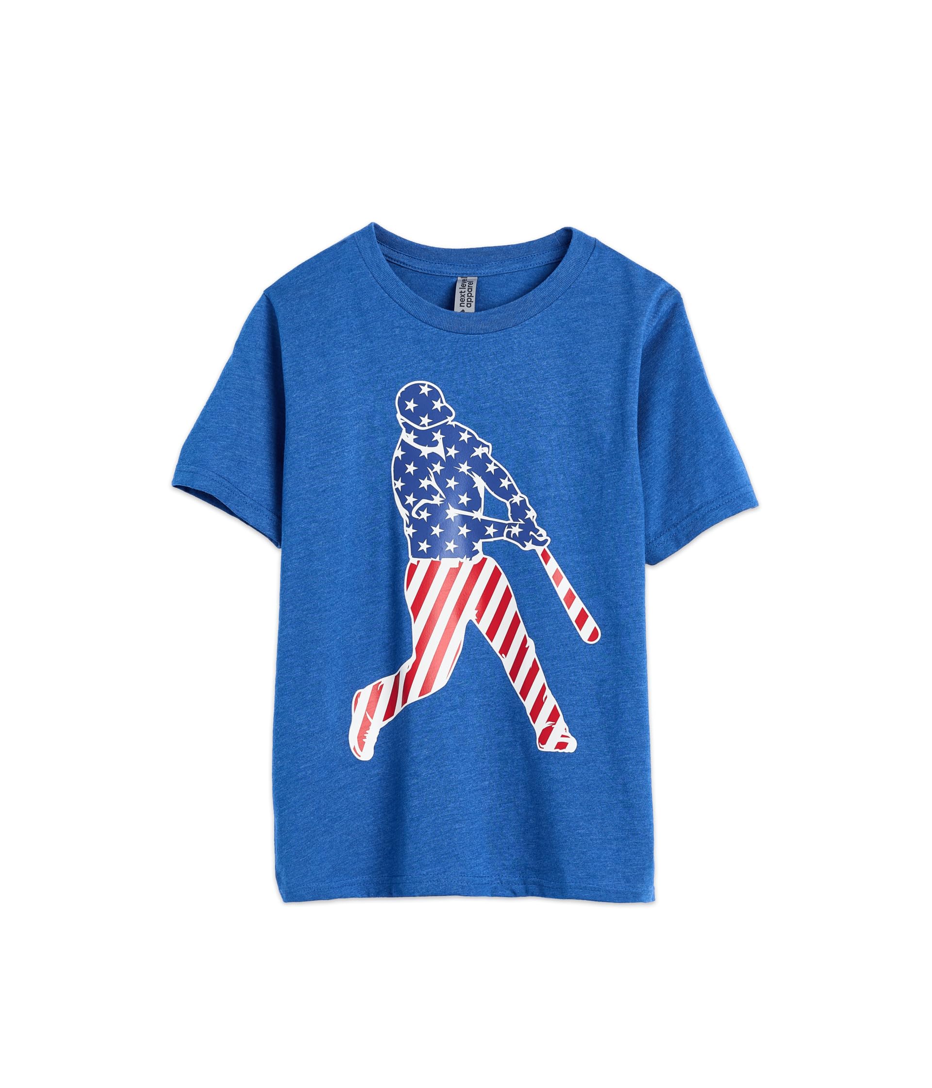 Baseball T-Shirt Short Sleeve - Baseball Stars and Stripes Player (Little Kid/Big Kid)